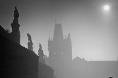 Mist over river can make this place with Charles bridge even more mysterious