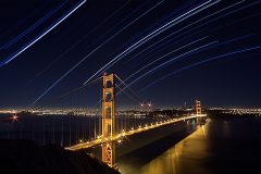 Stars moving over Golden Bridge